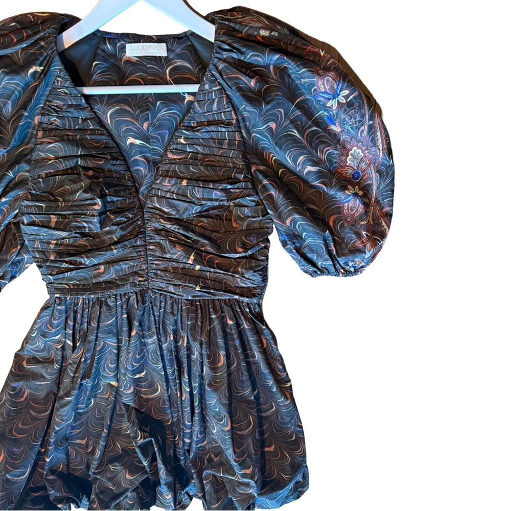 Ulla Johnson NWOT Gwen printed ruched taffeta mini dress - Picture 9 of 13